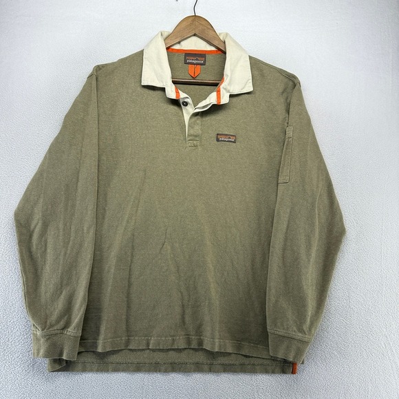Patagonia Other - Patagonia Rugby Shirt Mens 2XL Green Long Sleeve Polo Cotton Collar Thick Work